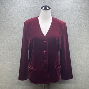 Vtg 70s Accent Burgundy Lux Velvet Blazer Women L Union Made Dark Academia Goth